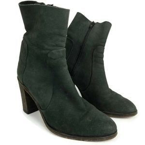 Free People Night Vision Heel Boot Leather Stacked Heel Green Size EUR 38 US 8